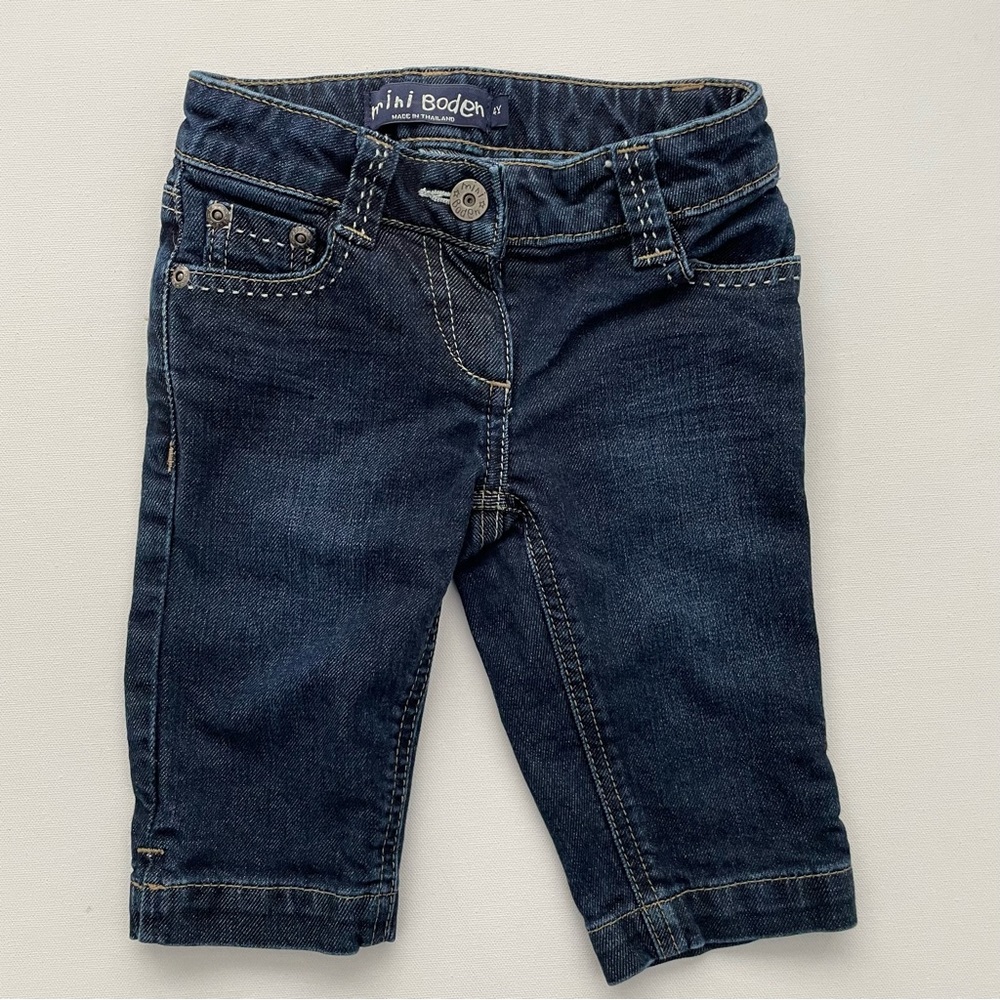 Mini Boden Girls Denim Heart Pocket Bermuda Shorts Capri 4Y